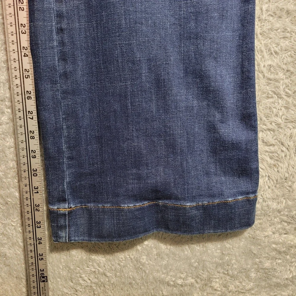 J.Jill Denim High-Rise Flare Jeans Women 18T Blue Patch Pocket Stretch 38x34